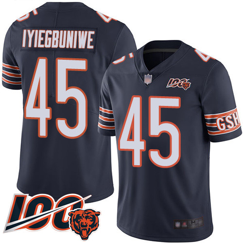 Chicago Bears Limited Navy Blue Men Joel Iyiegbuniwe Home Jersey NFL Football 45 100th Season